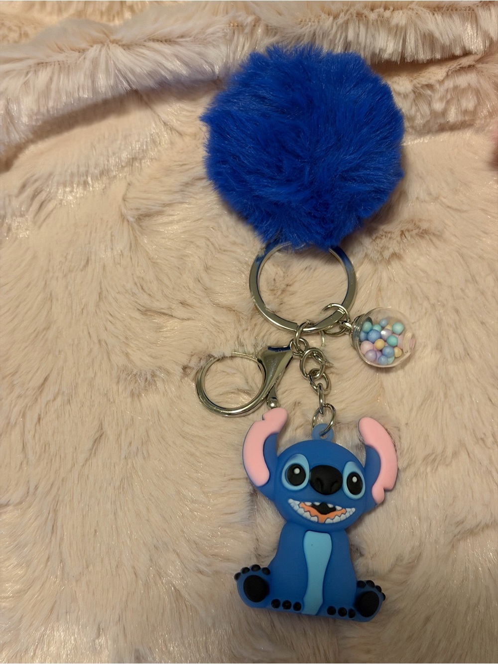 Blue Stitch Pom-Pom Keychain/Bad Charm for Kids/Adults